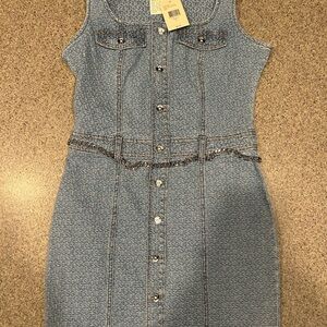 Guess Light Blue Denim Button-Up Dress